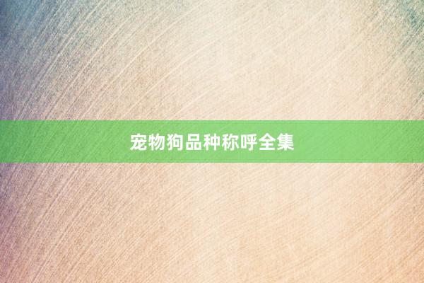 宠物狗品种称呼全集